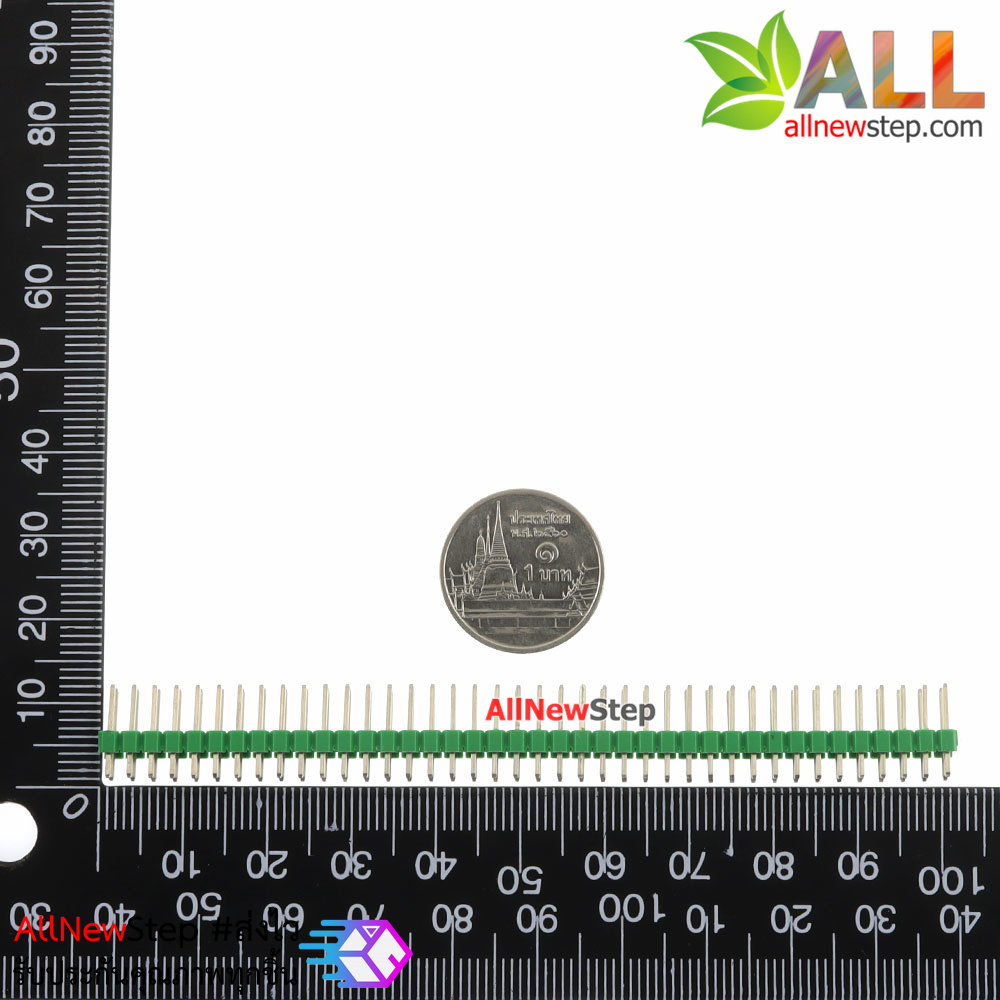 ก้างปลา 2x40 ขา สีเขียว 2.54mm green Single Row Male 2X40 Copper Pin Header Strip