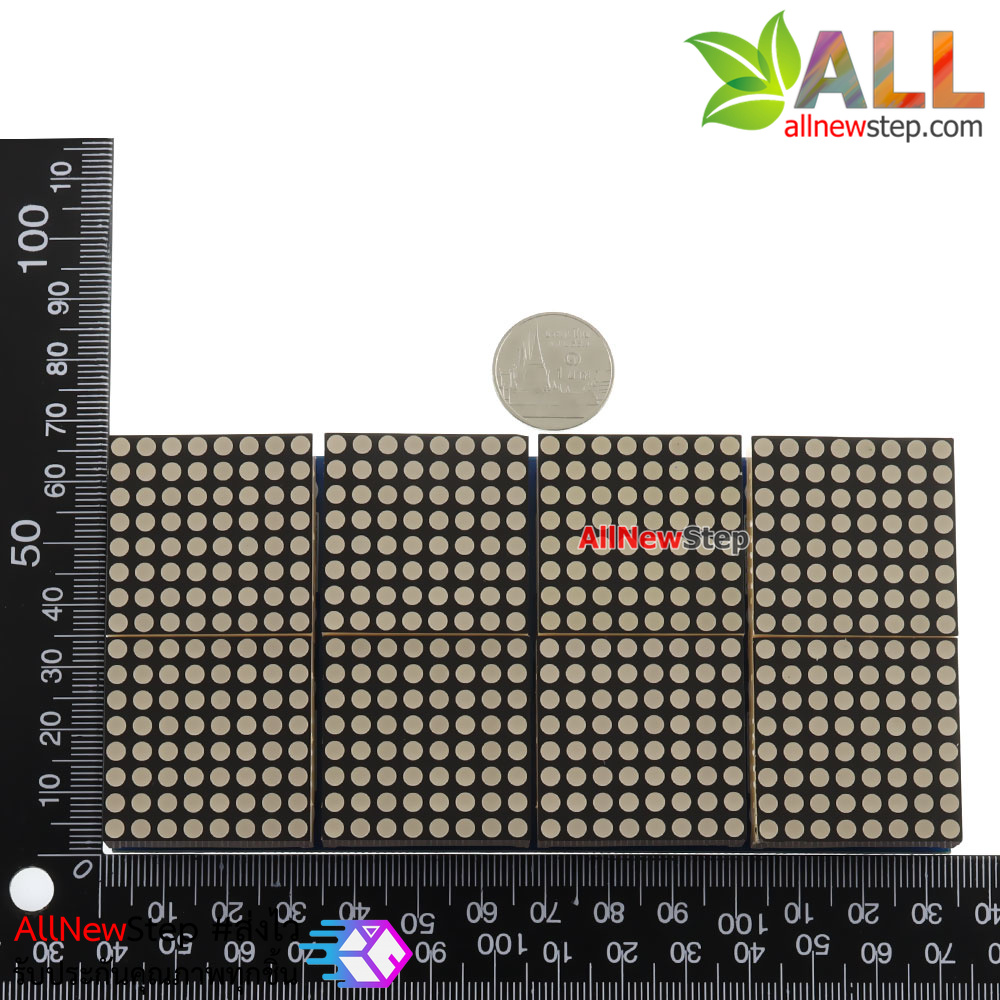 LED Matrix Driver MAX7219 IC Driver Module + LED Dot Matrix 8x8 ขนาด 32mm x 32mm 2x8 ชุด สีแดง