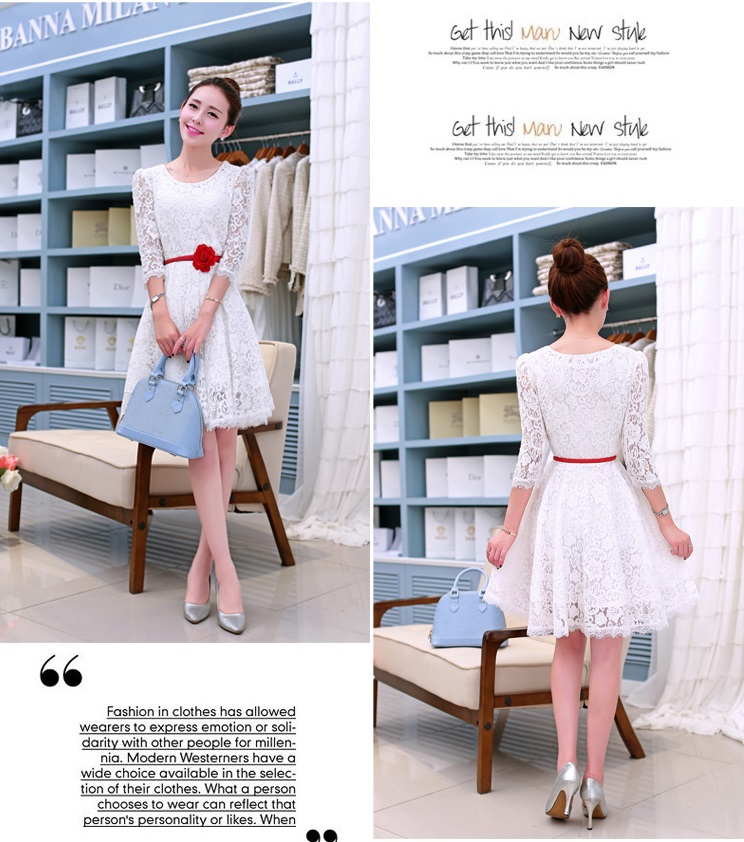 **หมดค่ะ**เดรสลูกไม้ใส่ไปงานแต่งสีขาวแขนยาว หรูหรา เข็มขัดสีแดงรูปดอกกุหลาบ ซีทรูช่วงแขน ติดซิปด้านข้าง มีซับใน สวยคุณภาพดีเหมือนแบบค่ะ