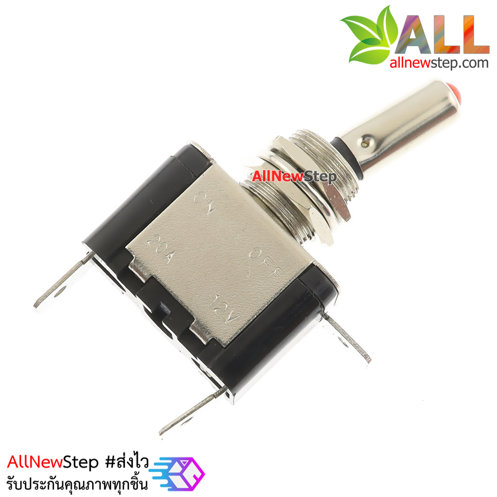สวิตช์เปิด/ปิด ร็อกเกอร์สวิตช์ switch 3.3-12V 20A ฝาสีดำ พร้อมไฟ LED สีเขียว