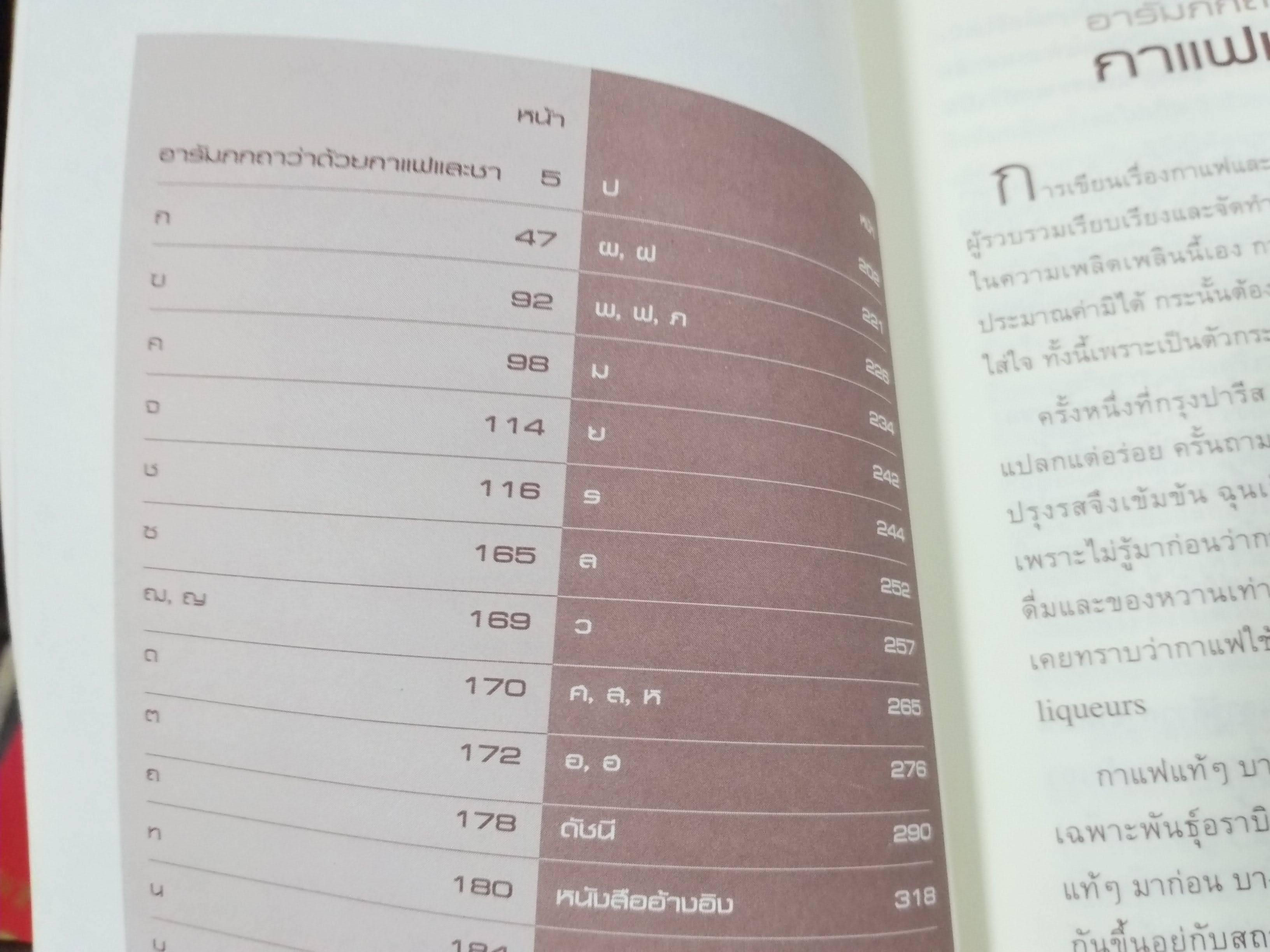 พจนานุกรมกาแฟและชา(ไทย-อังกฤษ). ผู้เขียน: นพพร สุวรรณพานิช / รวบรวมคำศัพท์เกี่ยวกับกาแฟและชาจากทั่วทุกมุมโลก โดยเรียงตามตัวอักษร ก-ฮ และมีคำแปลเป็นภาษาอังกฤษ