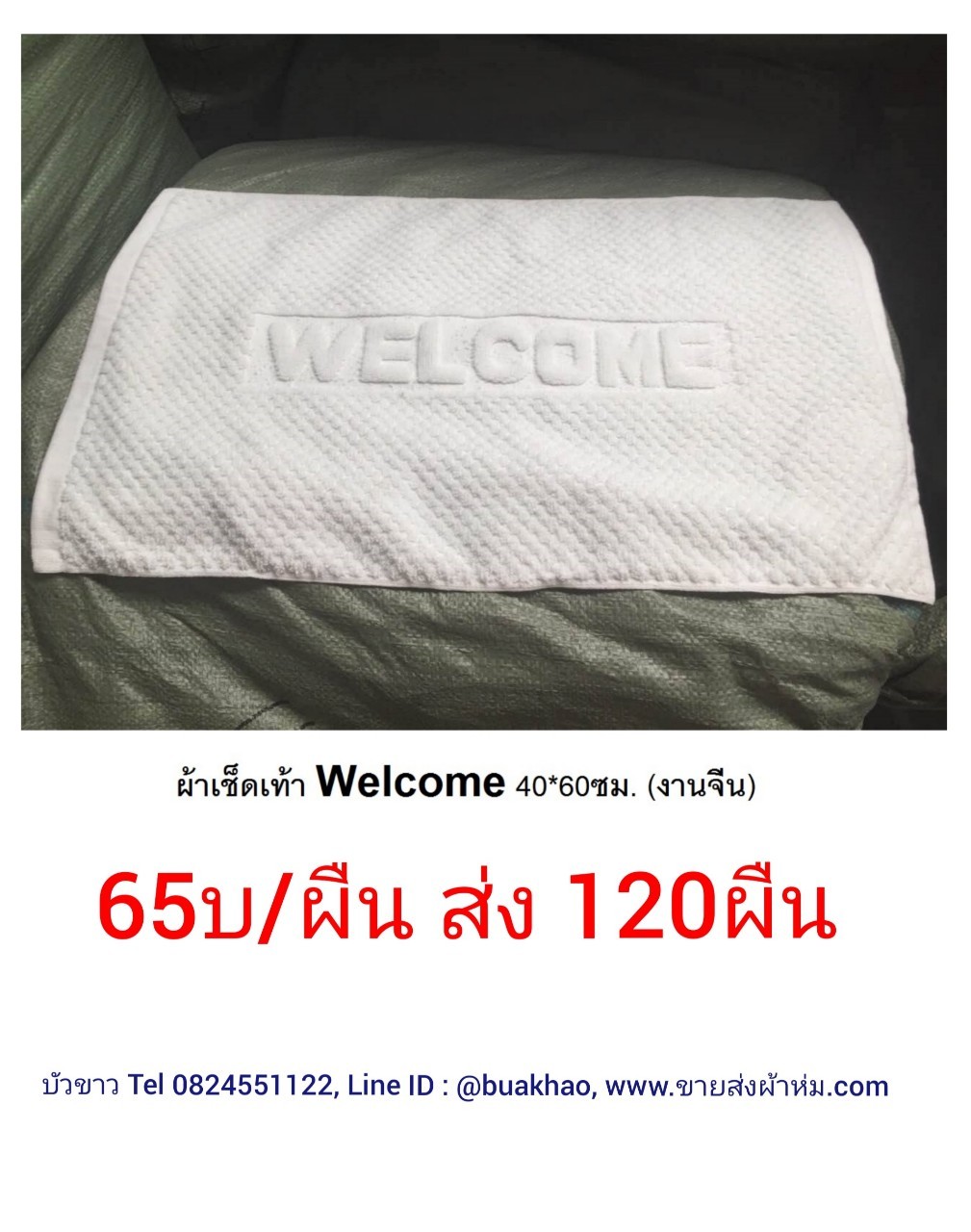 ผ้าเช็ดเท้า Welcome 40*60ซม (งานจีน) ผืนละ 65บ ส่ง 120ผืน