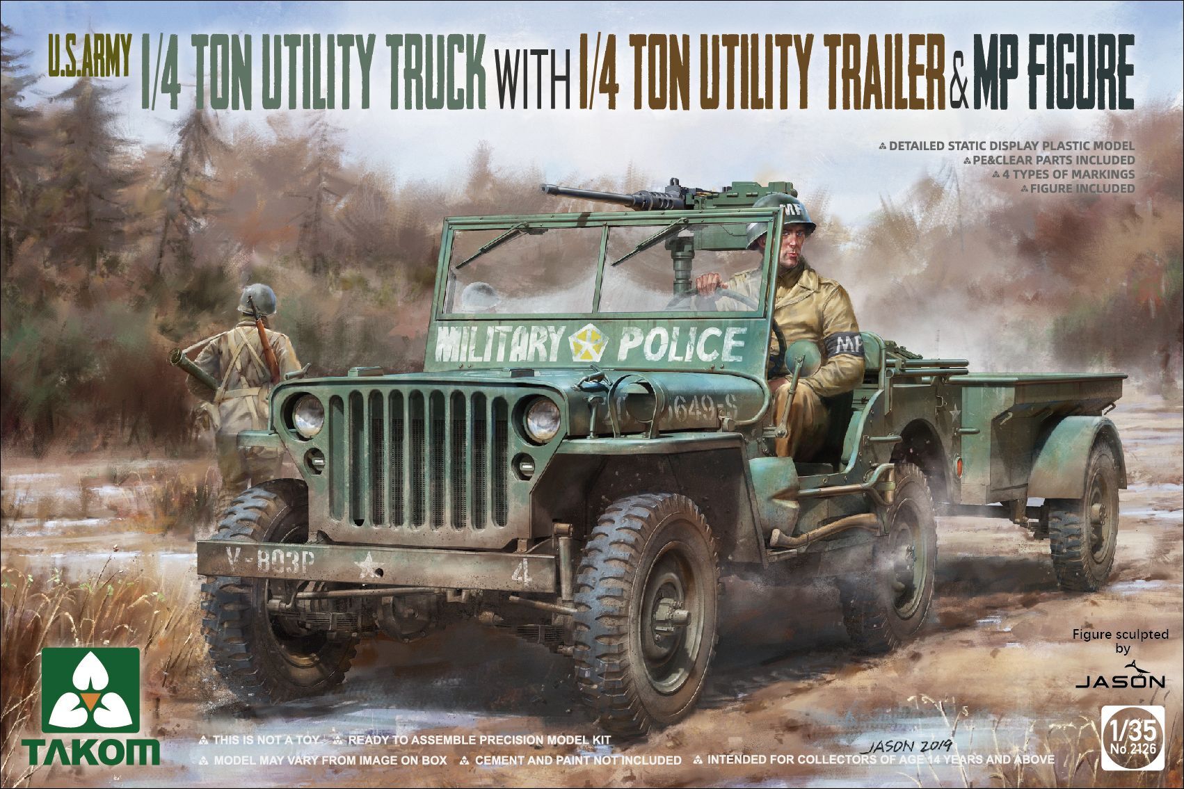 1/35 U.S. Army 1/4 ton utility truck with 1/4 ton utility trailer & MP figure