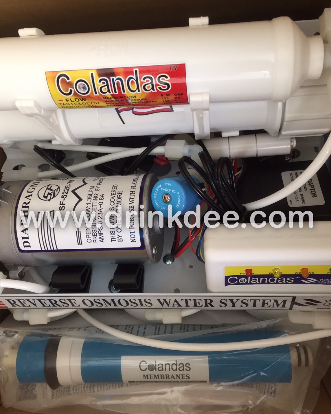 เครื่องกรองน้ำ 5 ขั้นตอน RO. 50 GPD ( ระบบอัตโนมัติ มีโซลินอยด์)