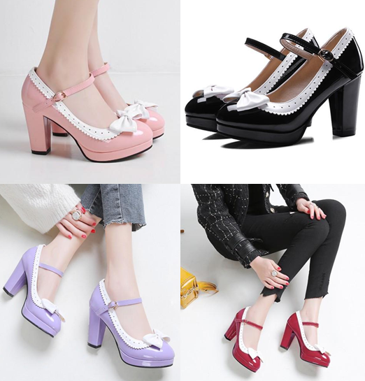 รองเท้าคัดชูส้นใหญ่น่ารักๆสีชมพู/ม่วง/แดง/ดำ ไซต์ 34-43