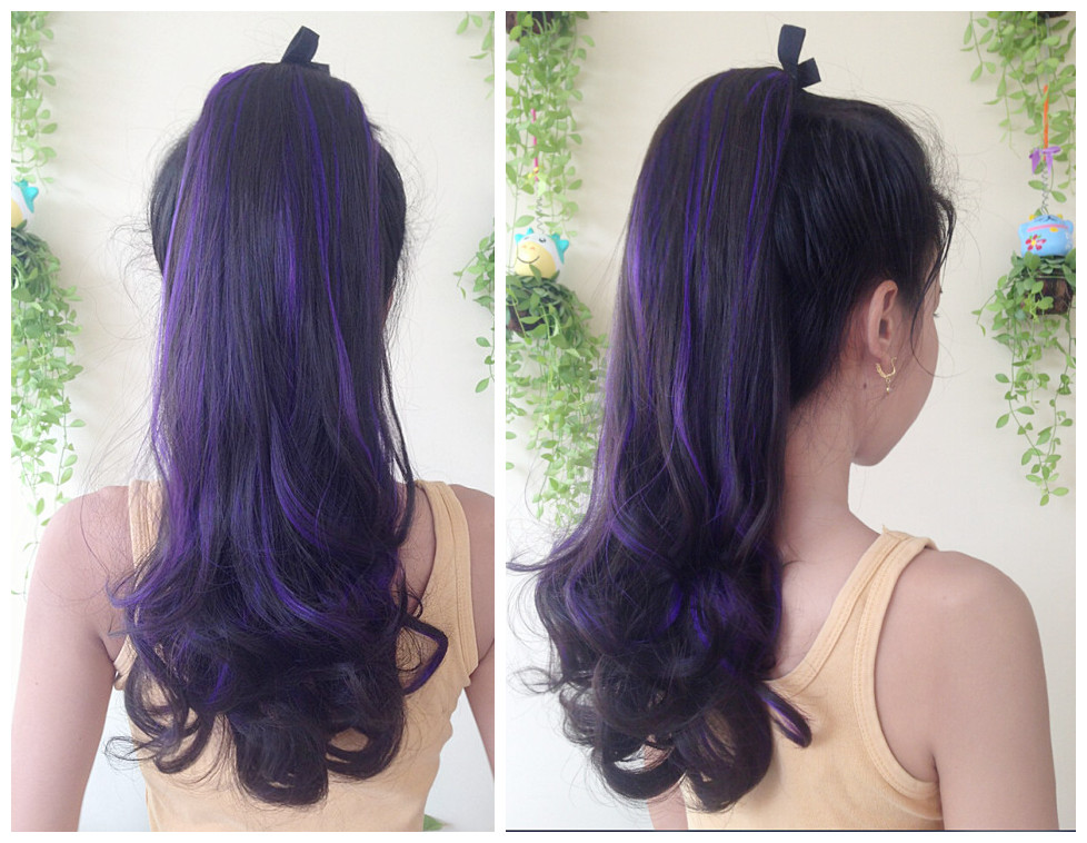 K307 หางม้า เเบบผูก ไฮไลท์สีม่วง ทรงผมสวยดูเป็นธรรมชาติคะ
