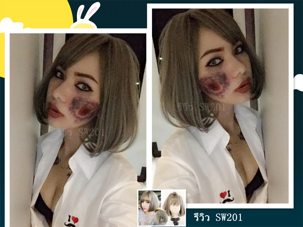SW201 วิกผมหนังศรีษะกว้าง หน้าม้า ทรงผมสวย น่ารักมากๆคะ เอาใจคนชอบทำสีผม หนังศรีษะเหมือนจริง ใส่เนียนมากๆ คอนเฟิมจ้า เส้นผมไม่มีความเงา( ทรงผมเเละเส้นผมเหมือนจริงเกือบ 100% )