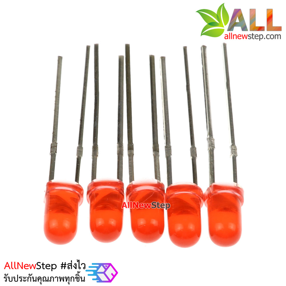 LED ขนาด 3mm สีแดง จำนวน 5 ดวง