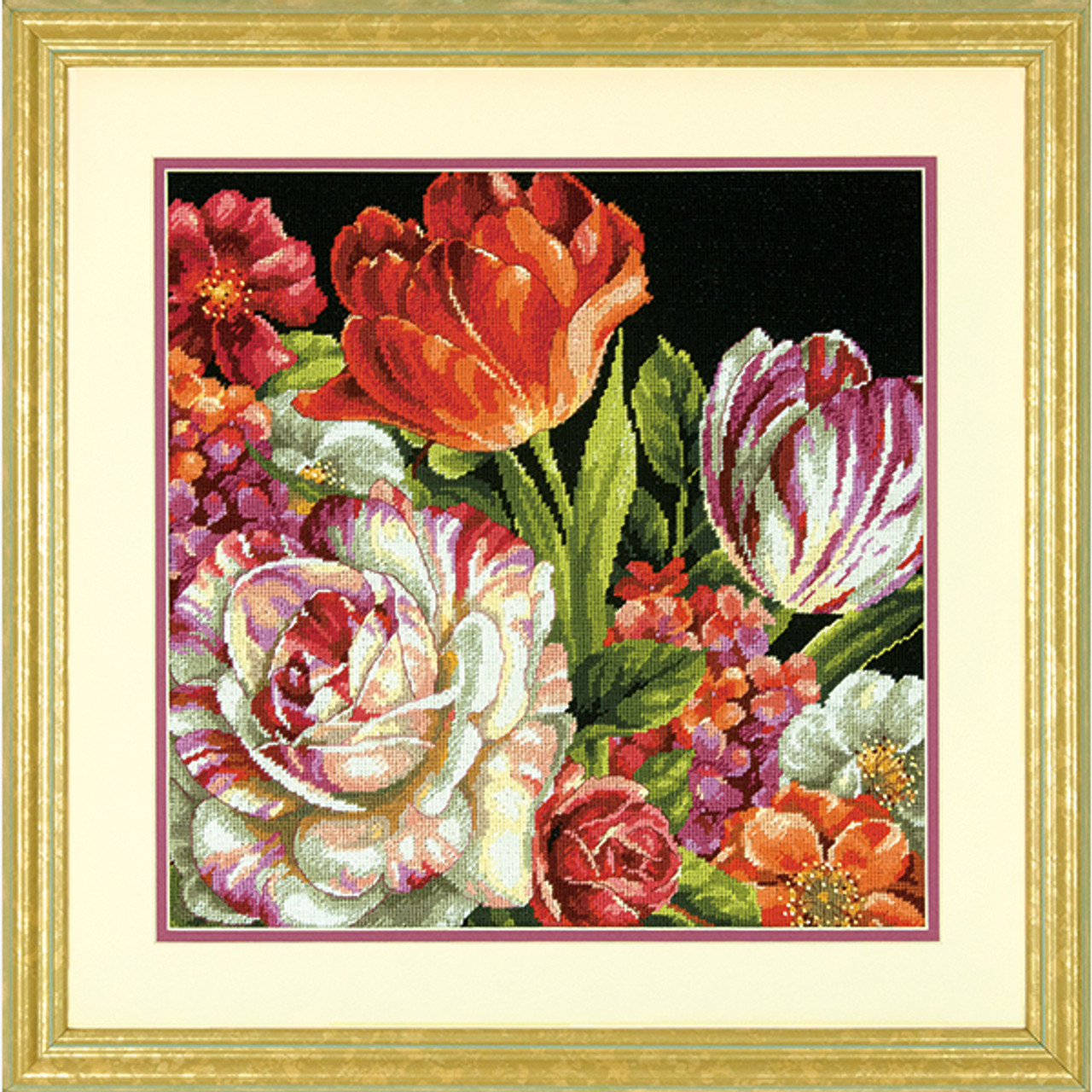 Dimensions ชุดปัก Needlepoint Bouquet on Black