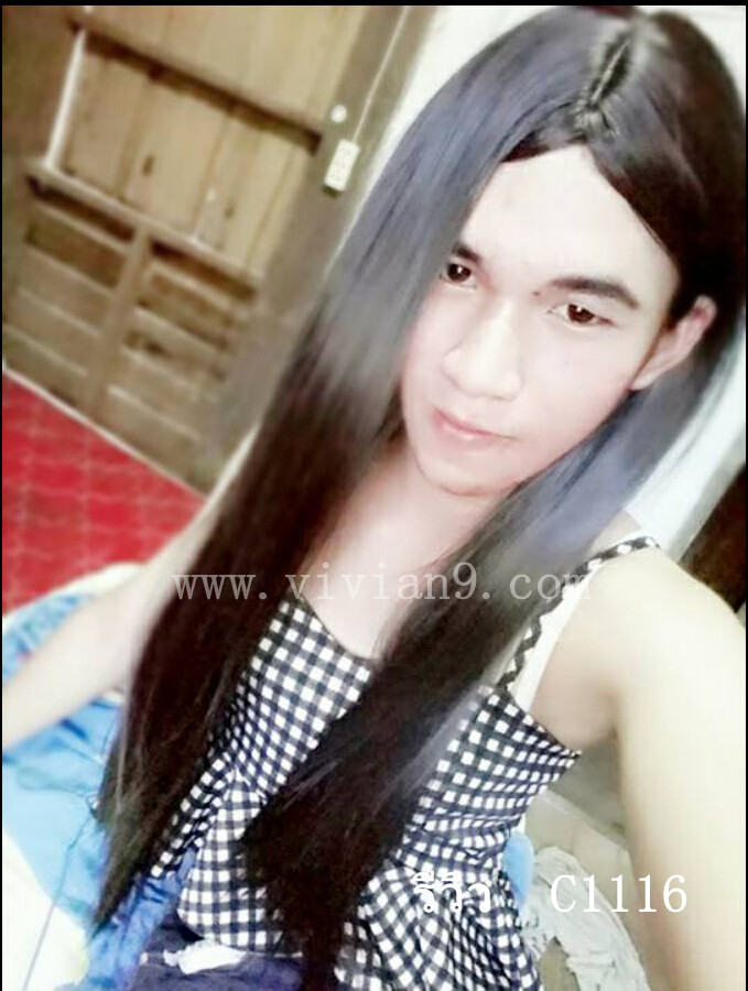 C1116 วิกผมตรง เเสกกลางยาวเห็นหนังศรีษะ