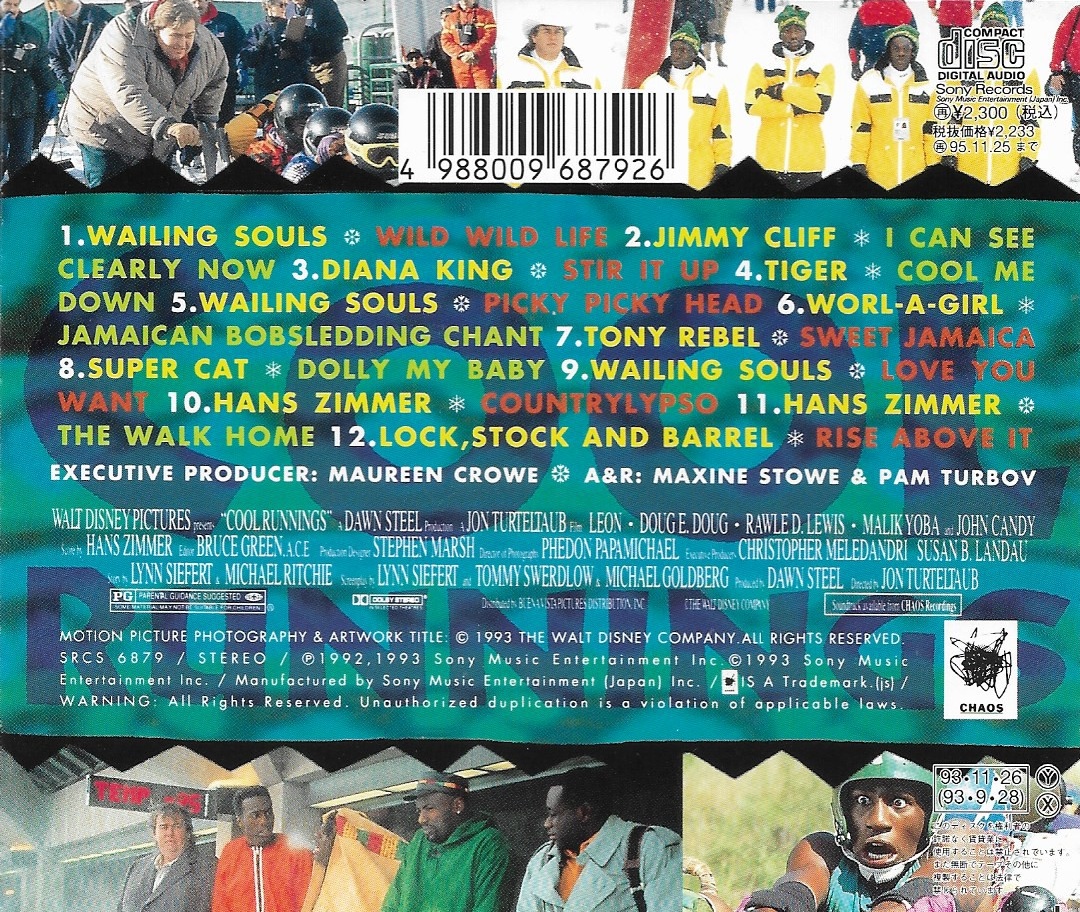 Used CD,Cool Runnings (A+)(Music From The Motion Picture)(Various Artists)(Soundtrack)(OST.)(1993)(Japan)