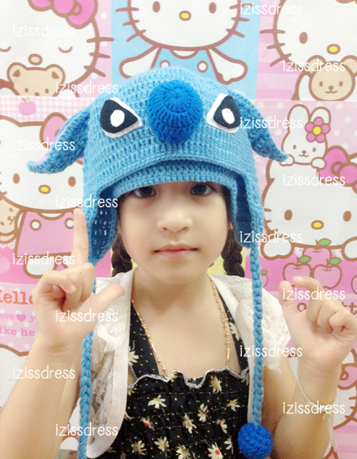 ***พร้อมส่ง***หมวกถักไหมพรมรูปสติช Stich สีน้ำเงิน เหมาะสำหรับเด็กอายุตั้งแต่ 5 ปีขึ้นไปค่ะ+ผู้ใหญ่ก็ใส่ได้นะคะ