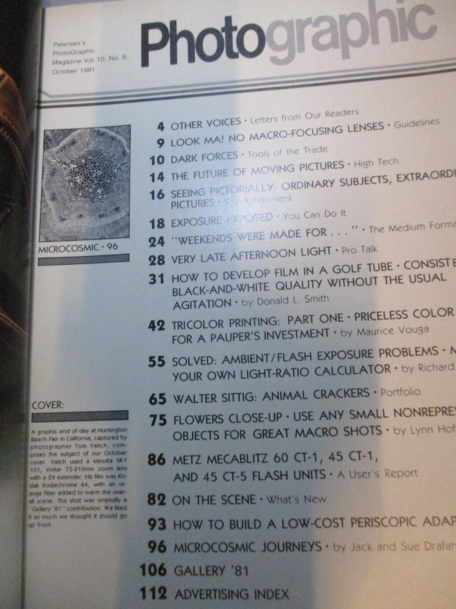 นิตยสารกล้องและการถ่ายภาพ PHOTOGRAPHIC ฉบับเดือน OCT 1981