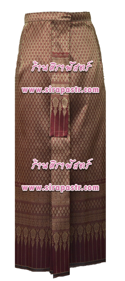 ผ้าถุงป้าย-หน้านาง J1 สีเลือดหมู (เอวใส่ได้ถึง 36 นิ้ว) *แบบสำเร็จรูป-รายละเอียดตามหน้าสินค้า