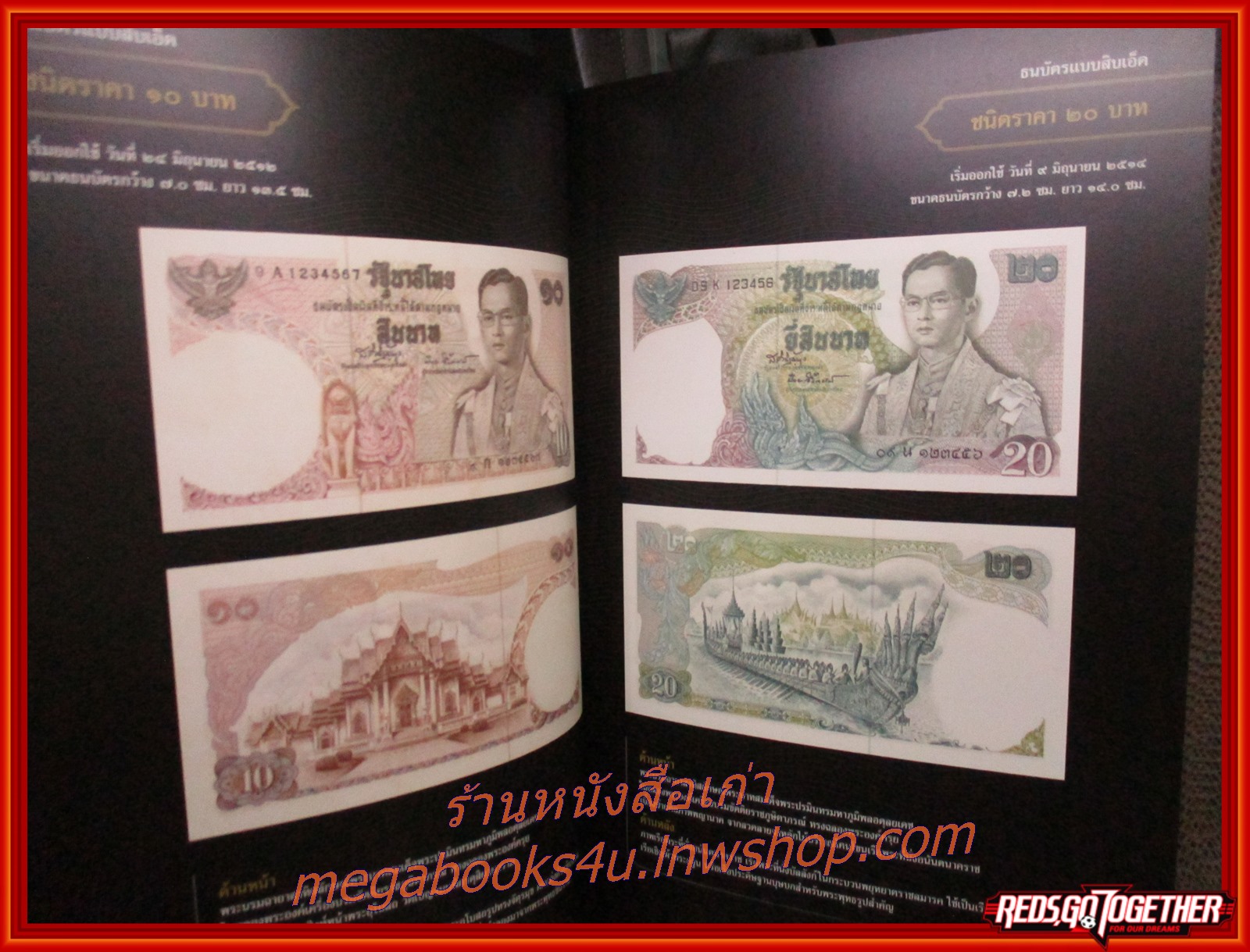 หนังสือธนบัตรรัชกาลที่ ๙ เอกลักษณ์แห่งองค์พระมหากษัตริย์และความเป็นไทย / หนังสือรวมภาพธนบัตรพระบาทสมเด็จพระปรมินทรมหาภูมิพลอดุลยเดช ที่ออกใช้หมุนเวียนตลอดรัชสมัยของรัชกาลที่ 9