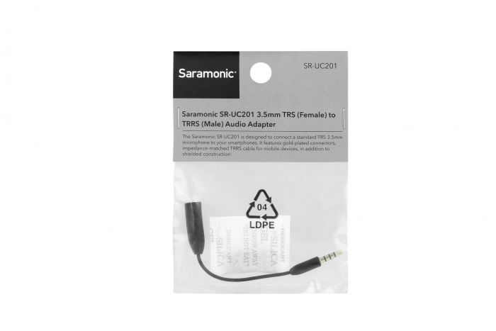 Saramonic SR-UC201 3.5mm Female TRS Microphone Adapter Cable to 3.5mm Male TRRS for iPhone, iPad, and Android Smartphones and Tablets