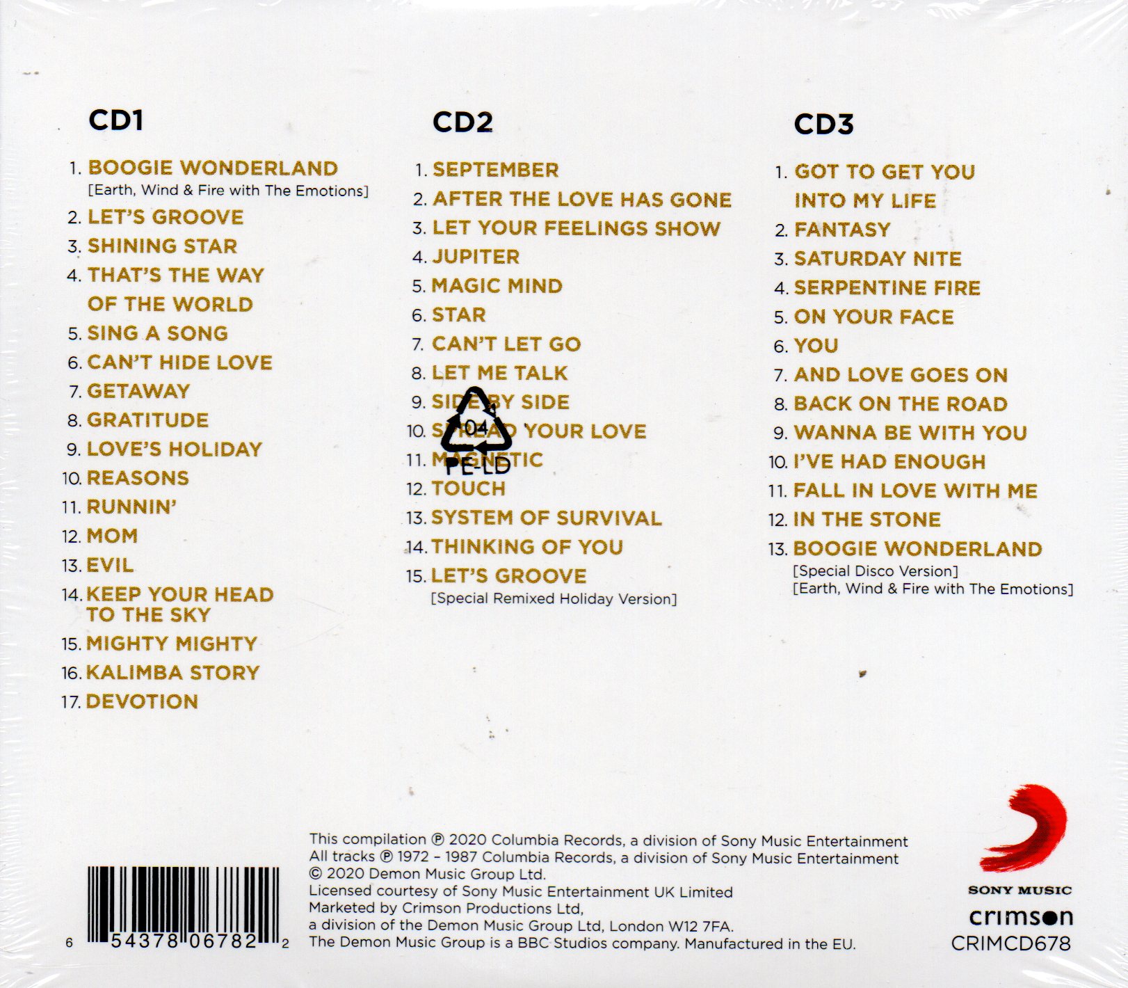 CD,Earth Wind & Fire - Gold (2020)(3CD)(EU)