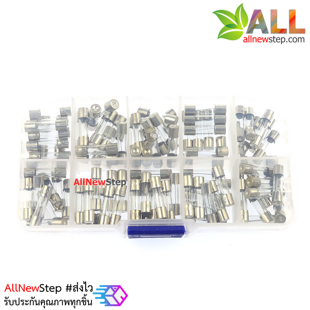 ฟิวส์กล่อง 10 ค่า 0.25A-20A อย่างละ 10 ชิ้น ขนาด 5x20MM 250V รวม 100 ชิ้น