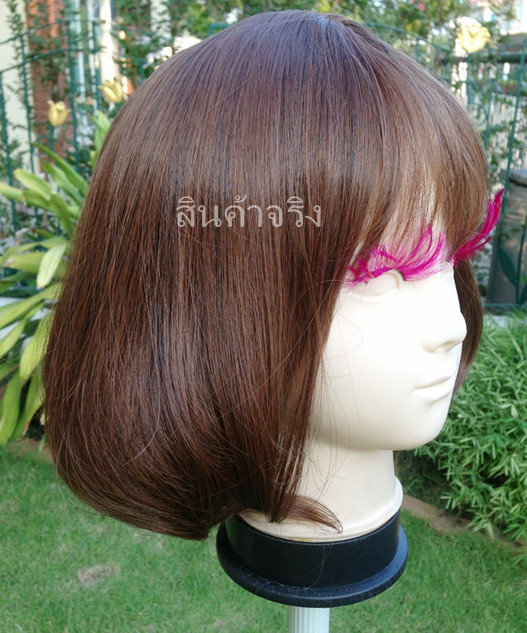 C1126 วิกผมสั้น เเสกกลางหนังศรีษะ มีหน้าม้าปิดหน้าผากเล็กน้อย