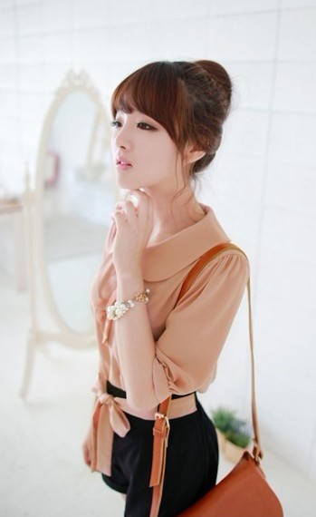 ***หมดค่ะ***เสื้อผ้าซีฟองสีชมพูอมส้ม คอปก ตีเกล็ดที่หน้าอก แขนสามส่วน สวยเหมือนแบบค่ะ