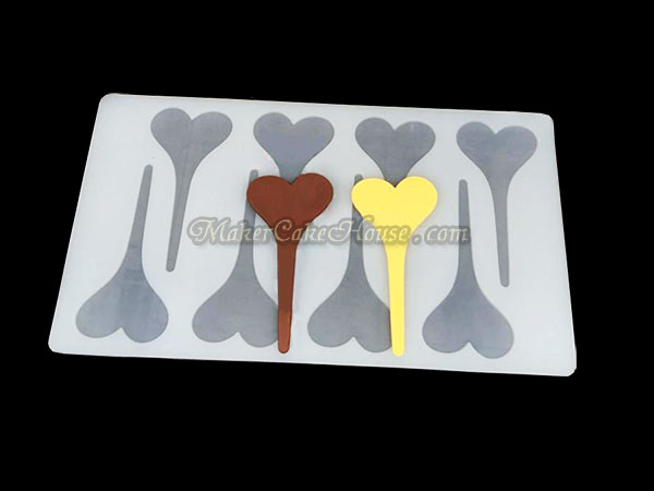 พิมพ์ช็อคโกแลต / กัมเพส รูปหัวใจมีก้าน