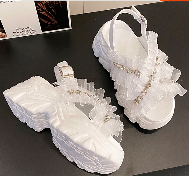 รองเท้าส้นเตารีดรัดส้นมี 2 รุ่น ไซส์ 34-39 สีดำ/ขาว/ชมพู