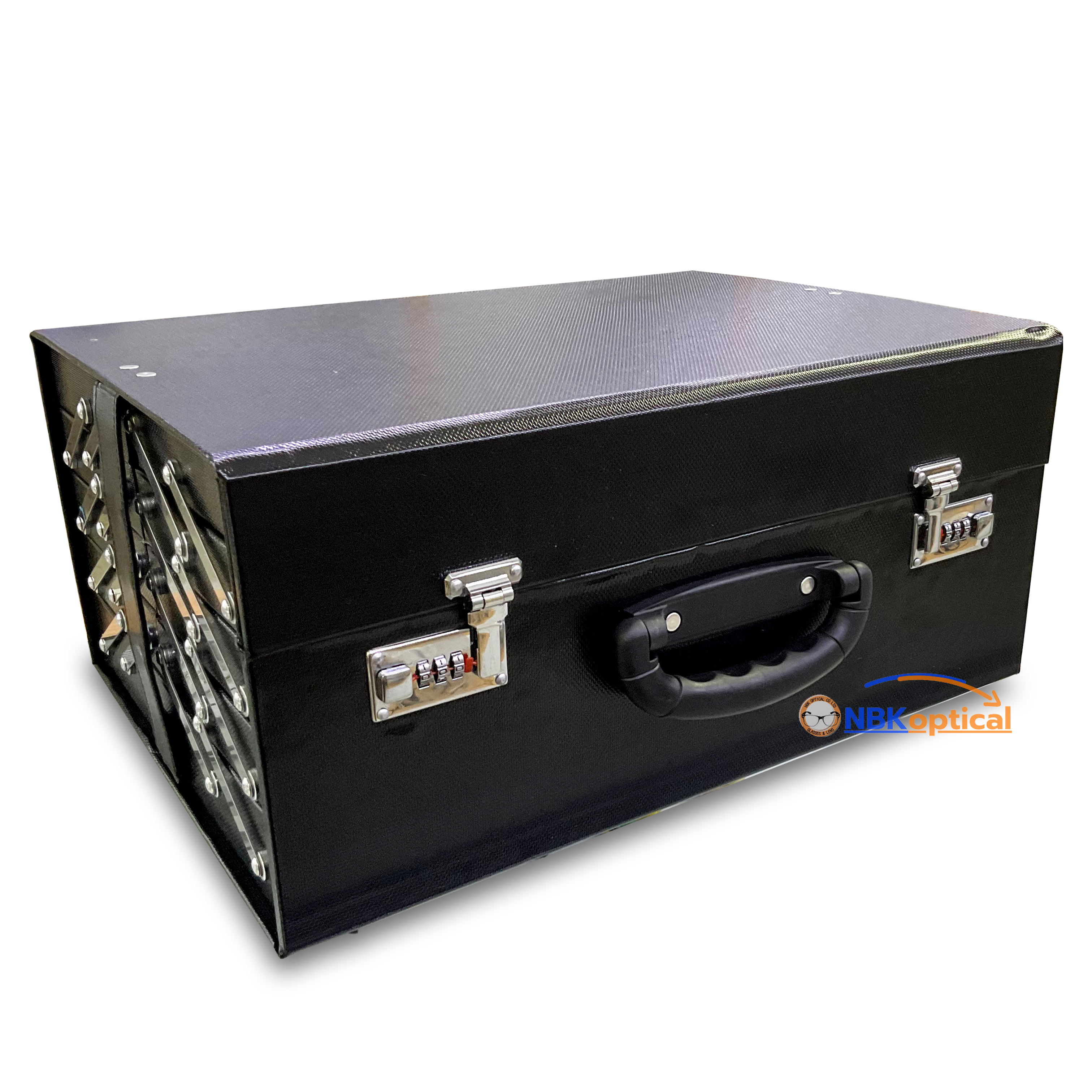 กระเป๋าใส่แว่นตา สไลด์เปิดออกข้าง ใส่แว่นสายตา&แว่นกันแดด ใส่ได้ 80 ตัว มีฝาปิด + ล็อครหัส