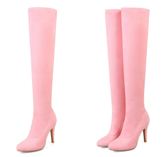 รองเท้าบูทยาวเลยเข่า ไซต์ 34-43 สีดำ/เหลือง/ชมพู/ม่วง/ชมพูอ่อน/ชมพูเข้ม
