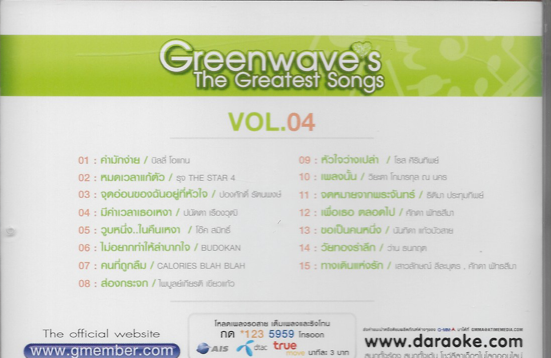 VCD Karaoke,Greenwave's The Greatest Songs Vol. 4 (วีซีดี คาราโอเกะ)(2552)