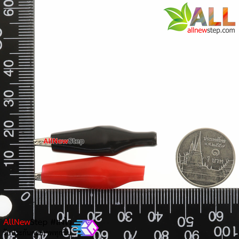 คลิปปากจระเข้ ตัวหนีบสายไฟ สีแดงและดำ clip คลิปหนีบสายไฟ ขนาดกลาง รวม 2 ชิ้น