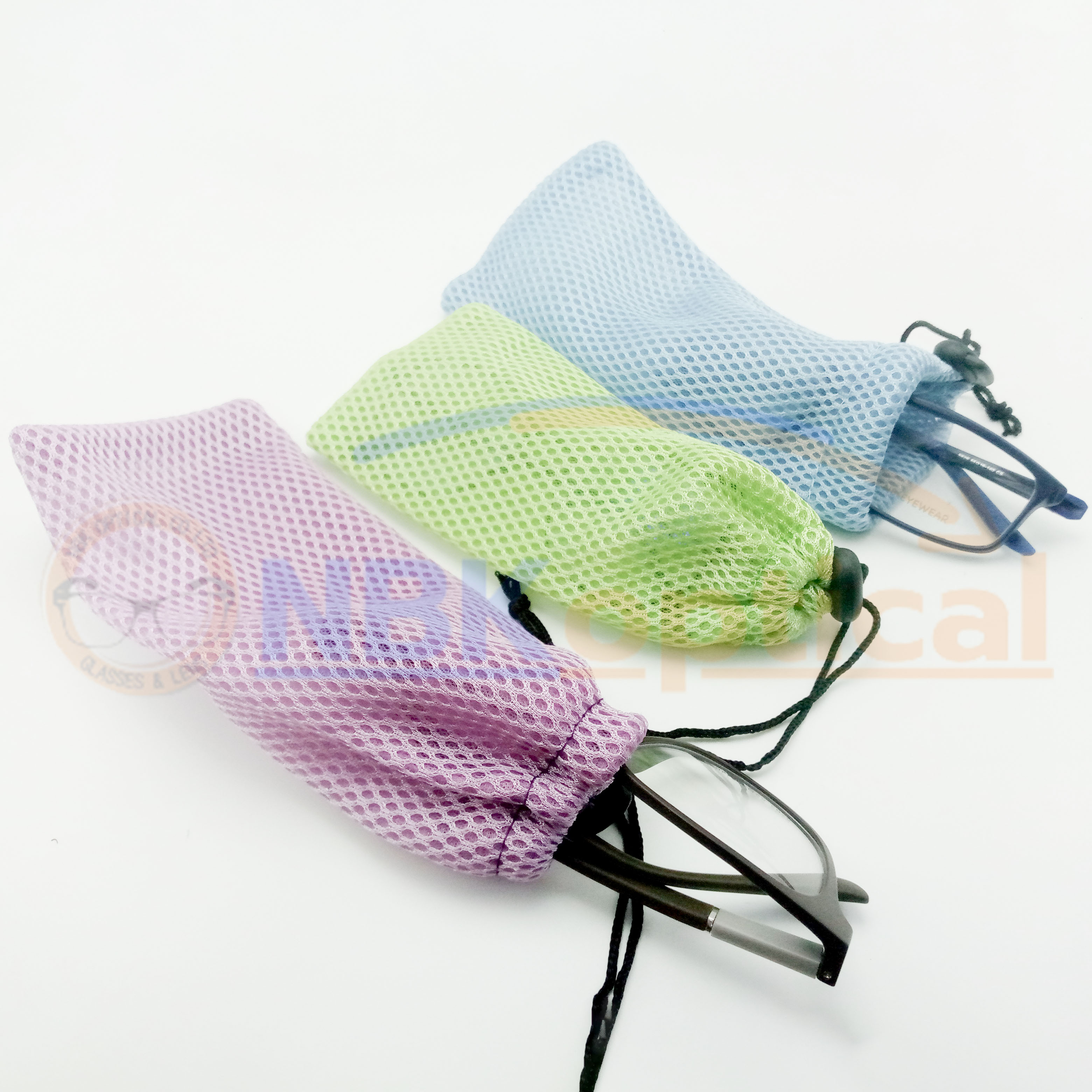 ถุงผ้าใส่แว่นตา นุ่ม ลายตาข่าย หลากสี