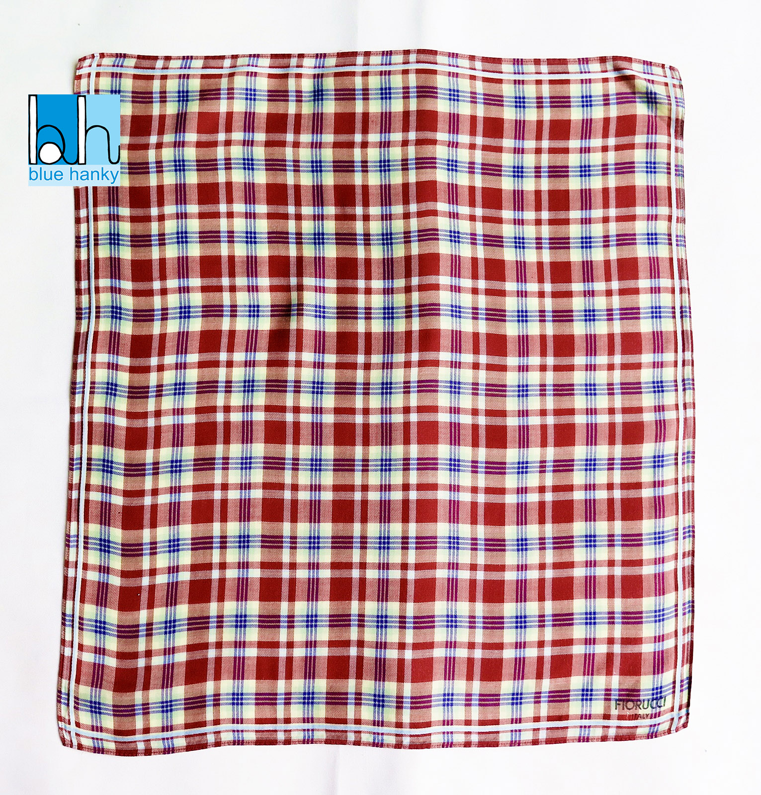 #39 18" FIORUCCI ITALY ผ้าเช็ดหน้ามือ2 สภาพดี ผ้าเช็ดหน้าผืนใหญ่