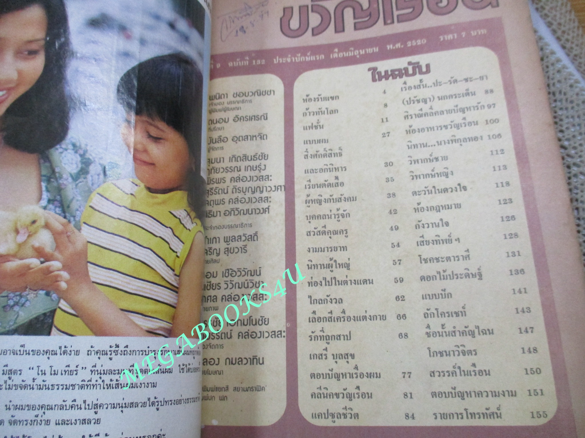 นิตยสารขวัญเรือน ฉบับที่132 ปี2520 ปก ปัทมา ถนอมเกียรติ ตำหนิ กระดาษหุ้มสันปกขาดหลุด ริมปกหน้าขาด กรอบ