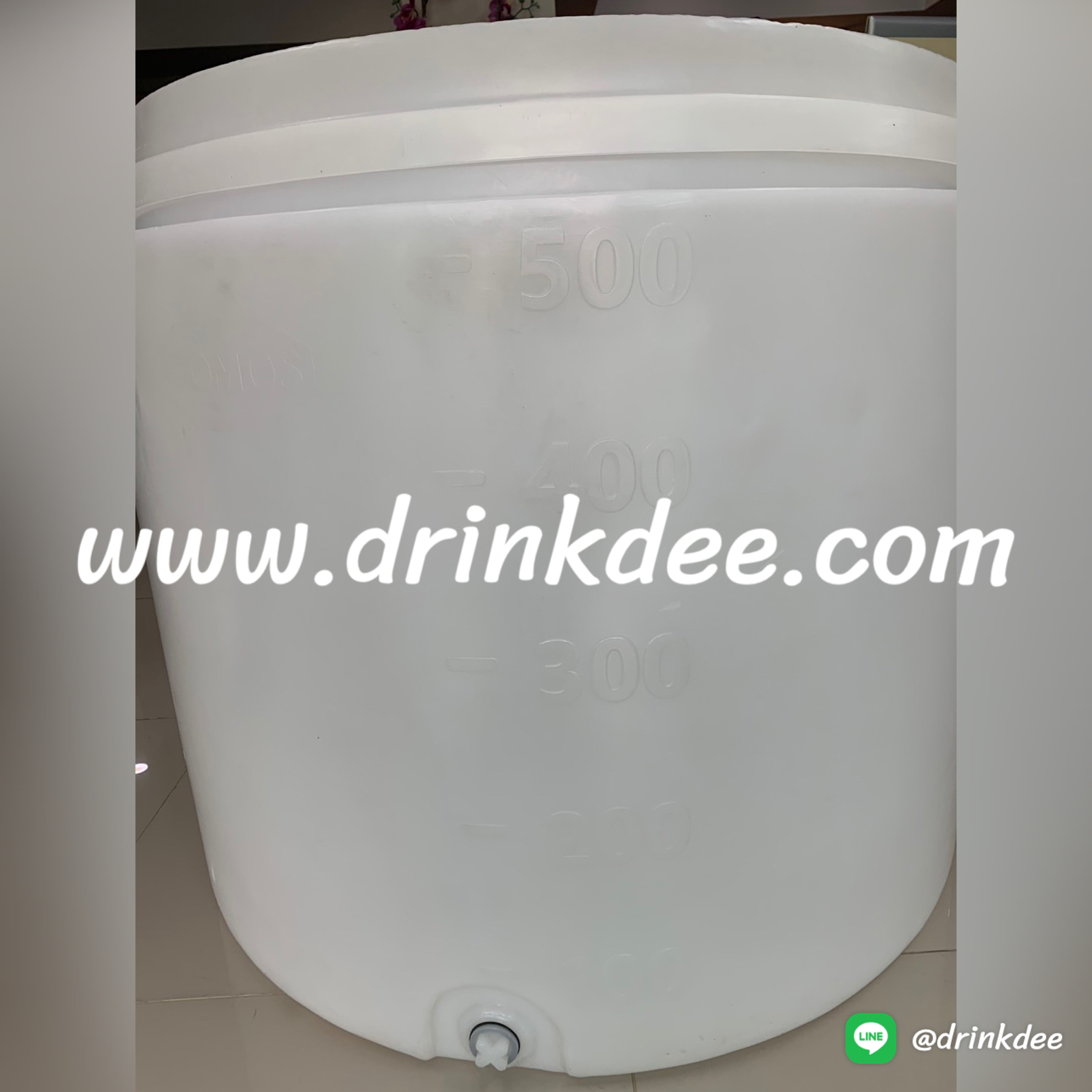 ถังเก็บน้ำ-เคมี PE 500 ลิตร หนา 7-8 มิล (ทรงกระบอก ปากกว้าง)