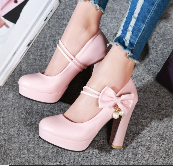 รองเท้าคัทชูส้นสูงน่ารักๆ ไซต์ 34-43 สีดำ/ขาว/ครีม/ชมพู/ม่วง