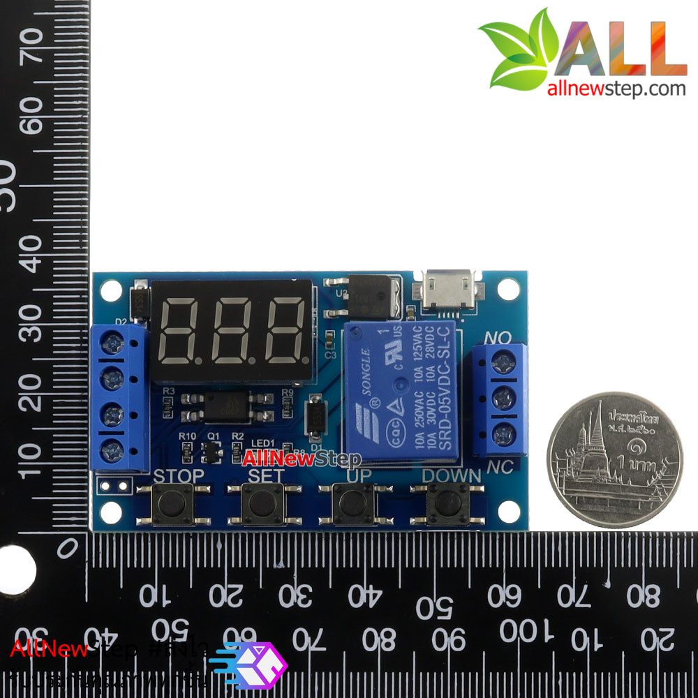 โมดูลรีเลย์หน่วงเวลาปิด 0-999 วินาที Digital Delay Timer 6-30V Relay Switch Control Module