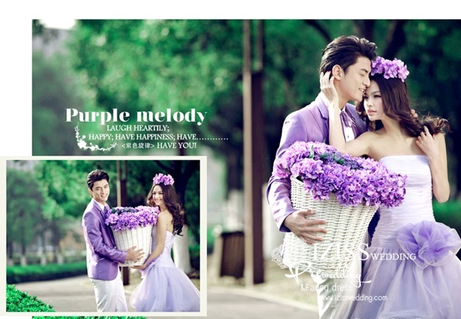 **พร้อมส่ง** PW085 ชุดถ่ายพรีเว็ดดิ้ง (pre wedding dress) ชุดแฟนตาซีชายหญิง "ธีมสีม่วง"