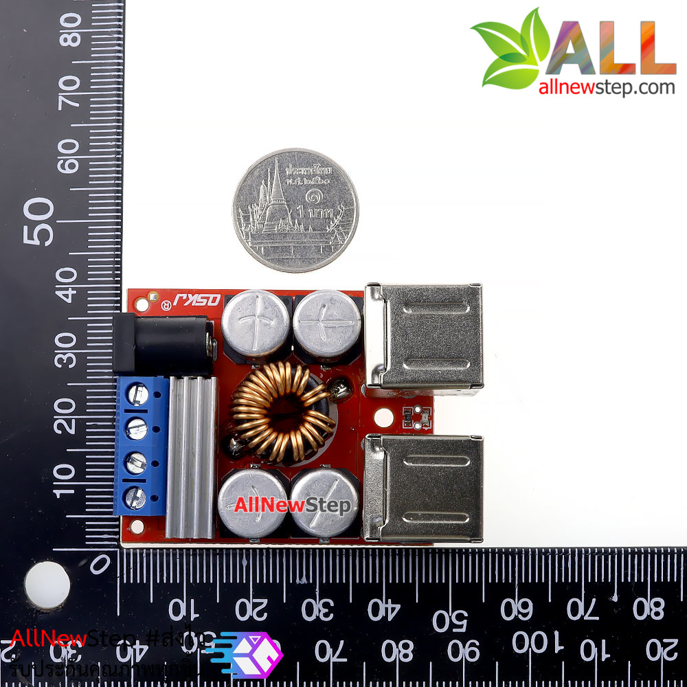 Step down 8-35V to 5V 8A 4 USB โมดูลแปลงไฟ 8-35V เป็น 5V แบบ USB 4 พอร์ท กระแสสูงสุด 8A