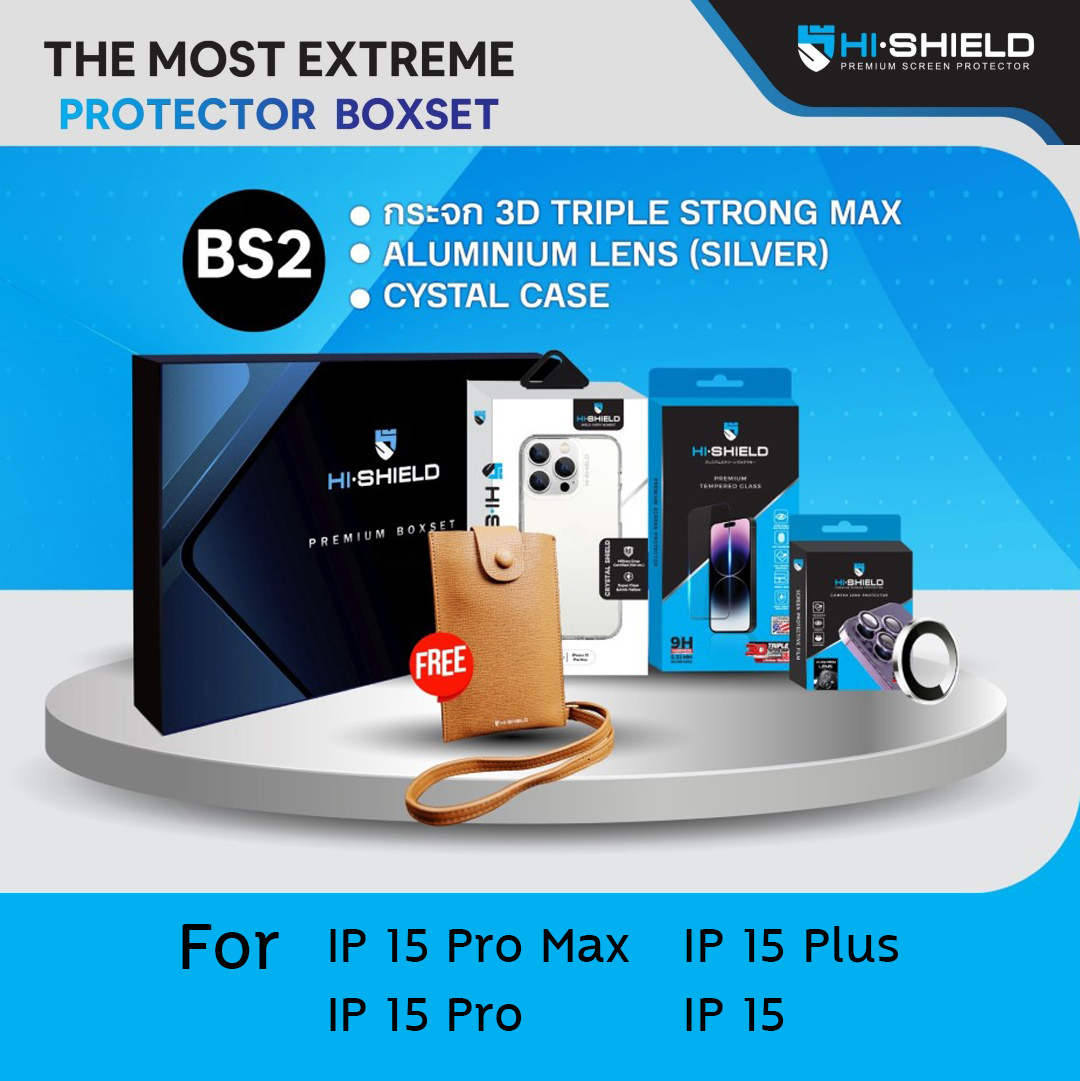 Hishield Box Set เคส + ฟิล์มกระจก + กระจกเลนส์กล้อง One piece Lens Aluminium ใช้สำหรับ iPhone 15 Pro Max 15 Plus ใบกำกับภาษี