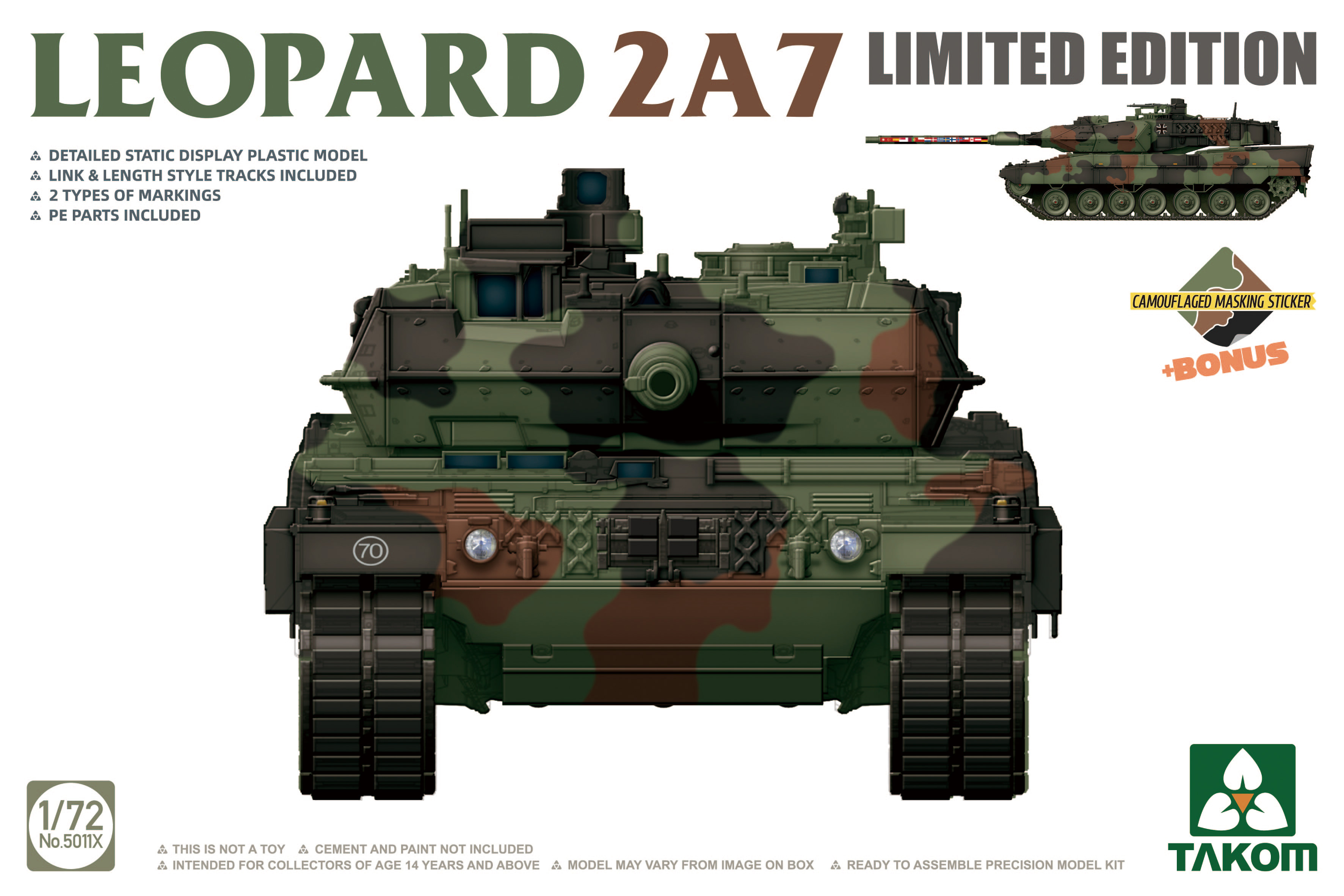 1/72 LEOPARD 2A7 LIMITED EDITION (BONUS CAMOLFLAGED MASKING STICKER)