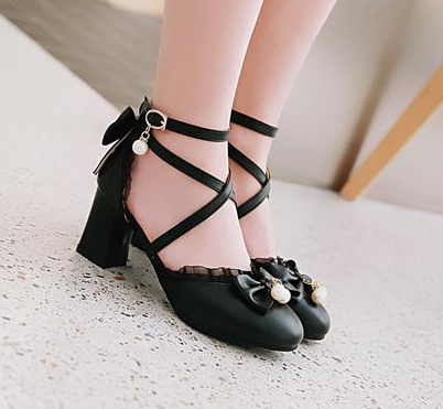 รองเท้าส้นสูงน่ารักๆสีชมพู/ขาว/ดำ ไซต์ 34-43