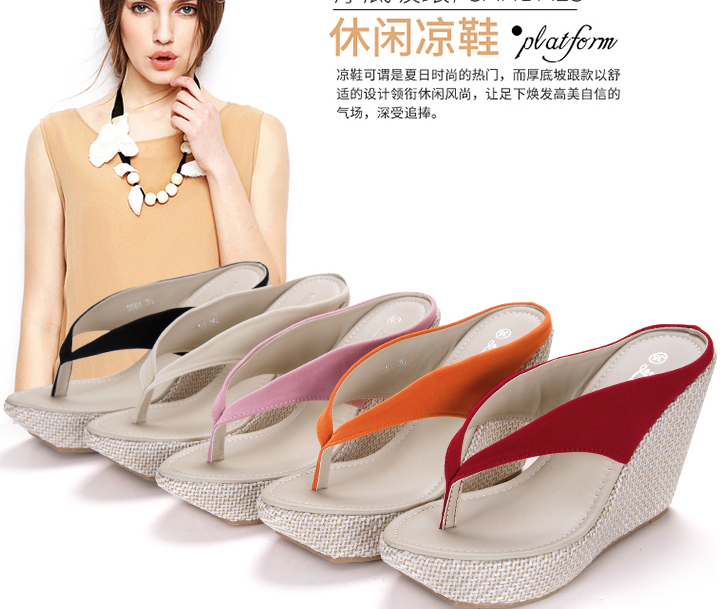 รองเท้าส้นเตารีดแบบสายคีบ ไซต์ 34-41 สีดำ/แดง/ส้ม/ชมพู/แอพพริคอท