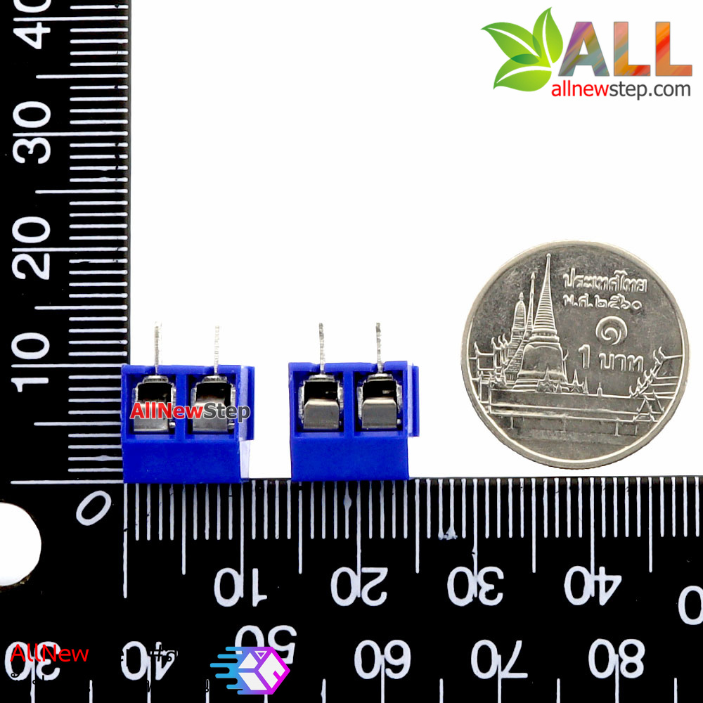 Screw Terminal Block 2 pin Connector 5mm Pitch คอนเน็คเตอร์แบบสกรูหมุน 2 ขา 330v 16A สีน้ำเงิน ระยะห่างระหว่างขา 5 มม. จำนวน 2 ชิ้น