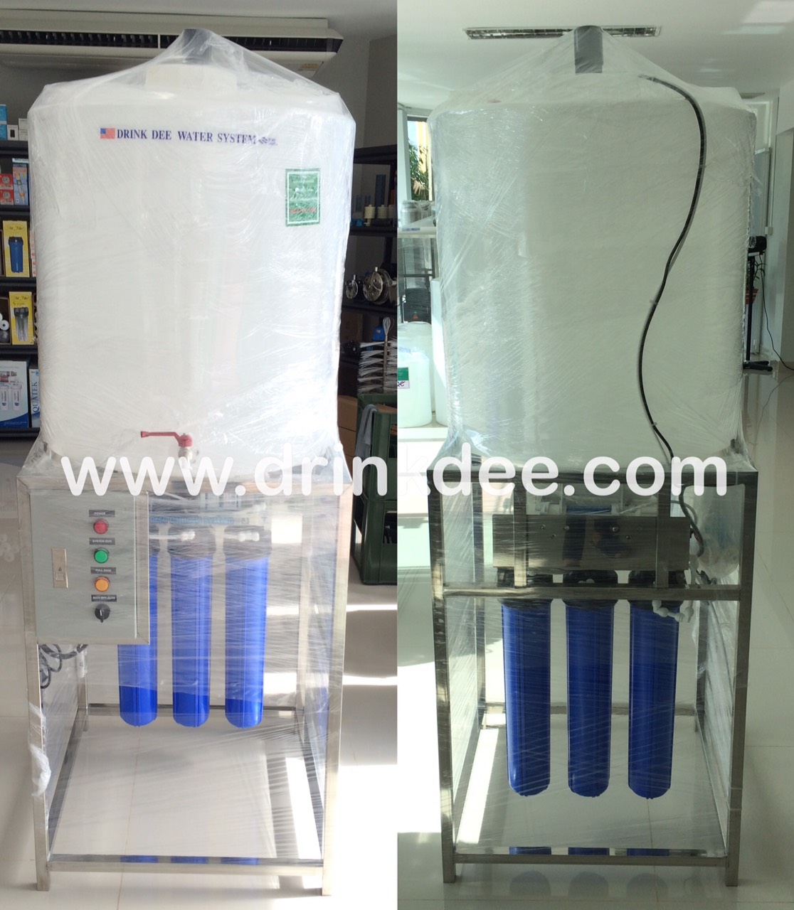 เครื่องกรองน้ำ 5 ขั้นตอน RO.300G (โครง+ถัง 200L+ ลูกลอย+ตู้คอนโทรล)