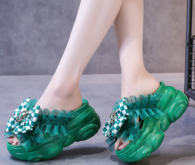 รองเท้าส้นเตารีดแบบสวมสีแดง/เขียว/เหลือง/ดำ ไซส์ 34-39