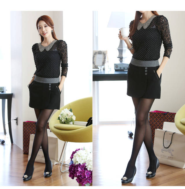 ***หมดค่ะ*** เสื้อผ้าลูกไม้สีดำ ตกแต่งปกเสื้อด้วยลูกปัดสีเงิน แขนยาวมีซับในสวยเหมือนแบบค่ะ