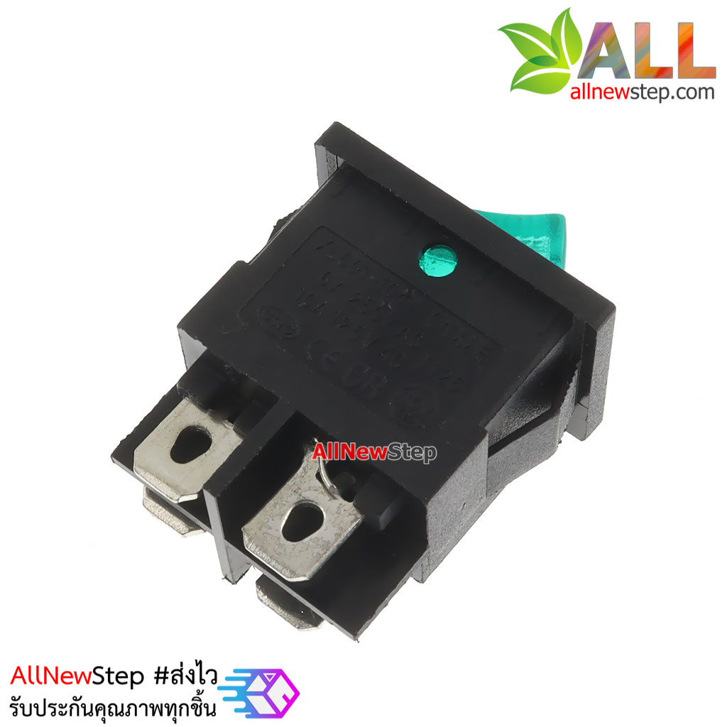 สวิตช์เปิดปิด 220V 6A Rocker switch KCD1 พร้อมไฟ LED สีเขียว