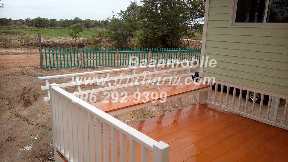 บ้านน๊อคดาวน์ ขนาด 6*7 เมตร ระเบียง 3*3 เมตร ยกสูง 2 เมตร (2ห้องนอน 2ห้องน้ำ 1ห้องรับเเขก)