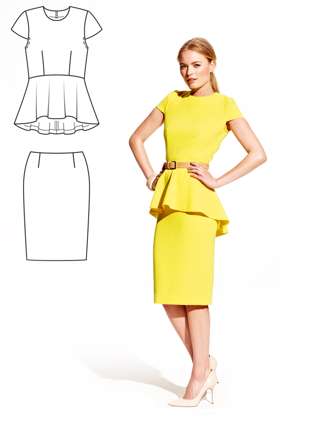 แพทเทิร์นเสื้อชายระบาย + กระโปรงทรงสอบ (เลือกไซส์ที่ตัวเลือกสินค้า)