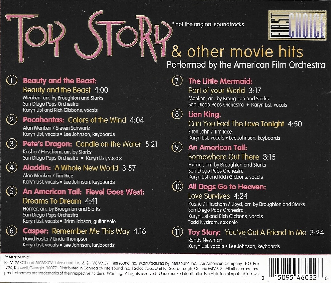 CD,Toy Story & Other Movie Hits (Performed by the American Film Orchestra)(Various Artists)(Soundtrack)(OST.)(USA)